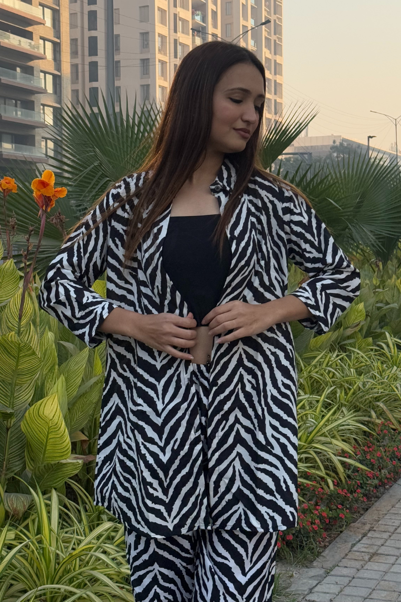 Women Bringing Back Zebra Print Co-ords Set