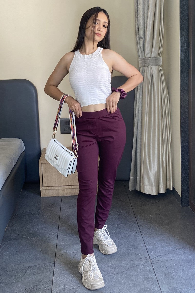 Wine Ponte Pant