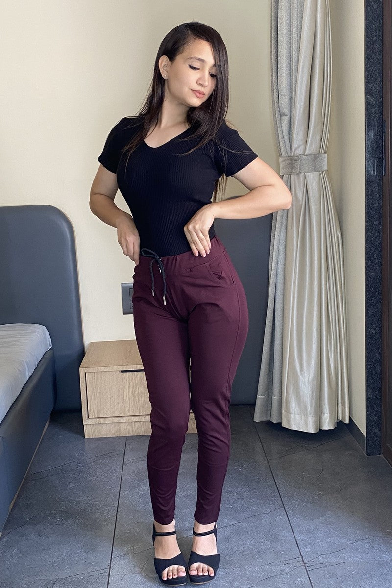 Miss Chase Maroon Tensil Track Pant