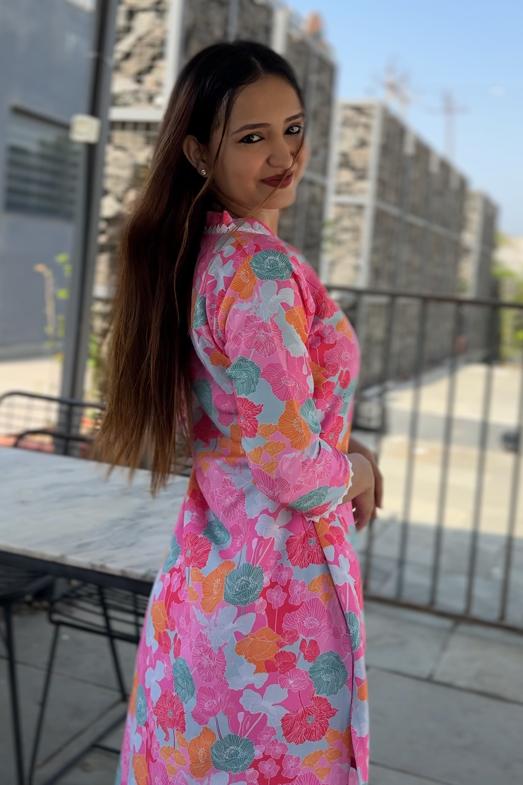 Pink Linen Kurti