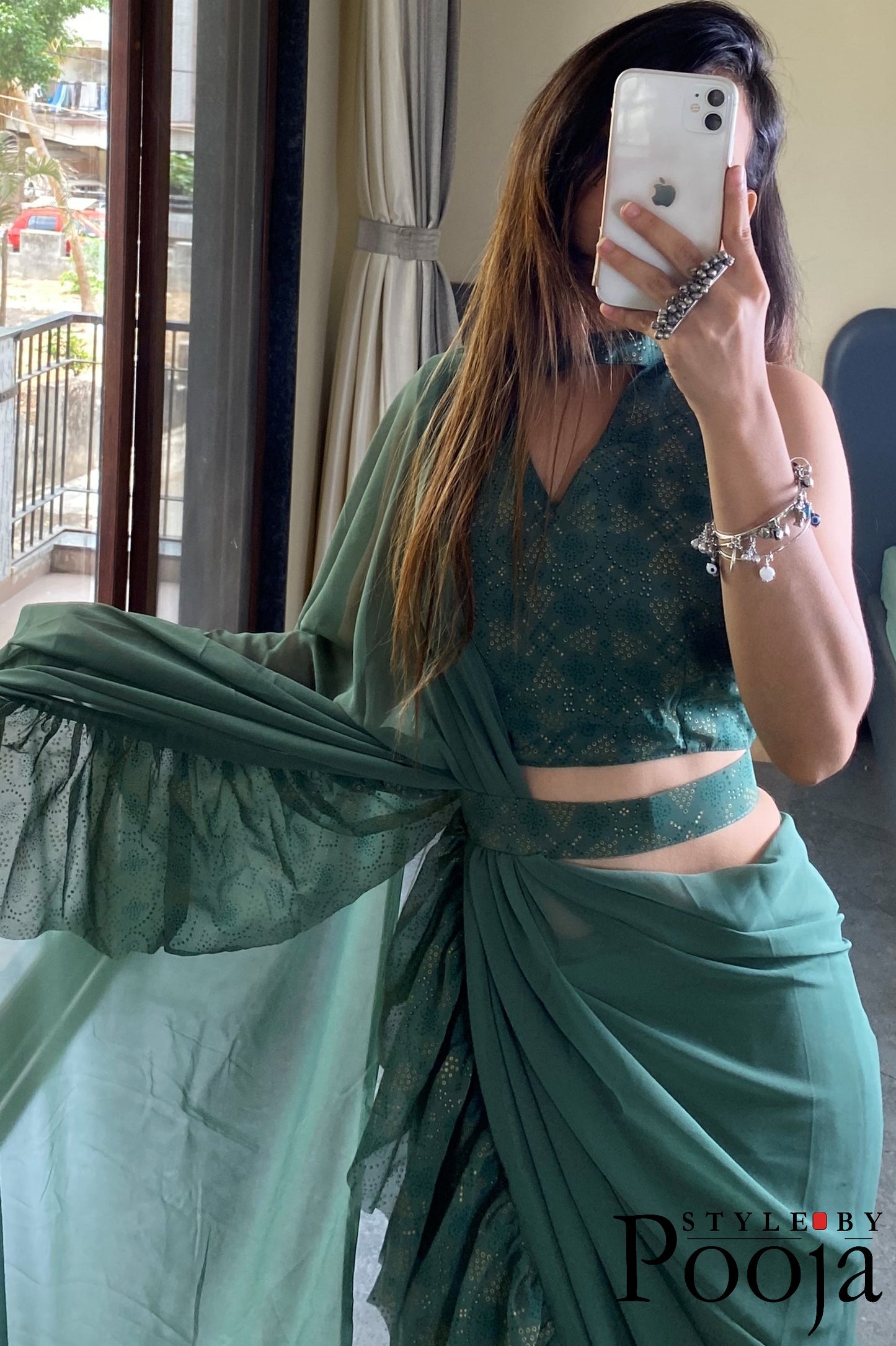 1 Min Ready to Wear Ruffle Saree