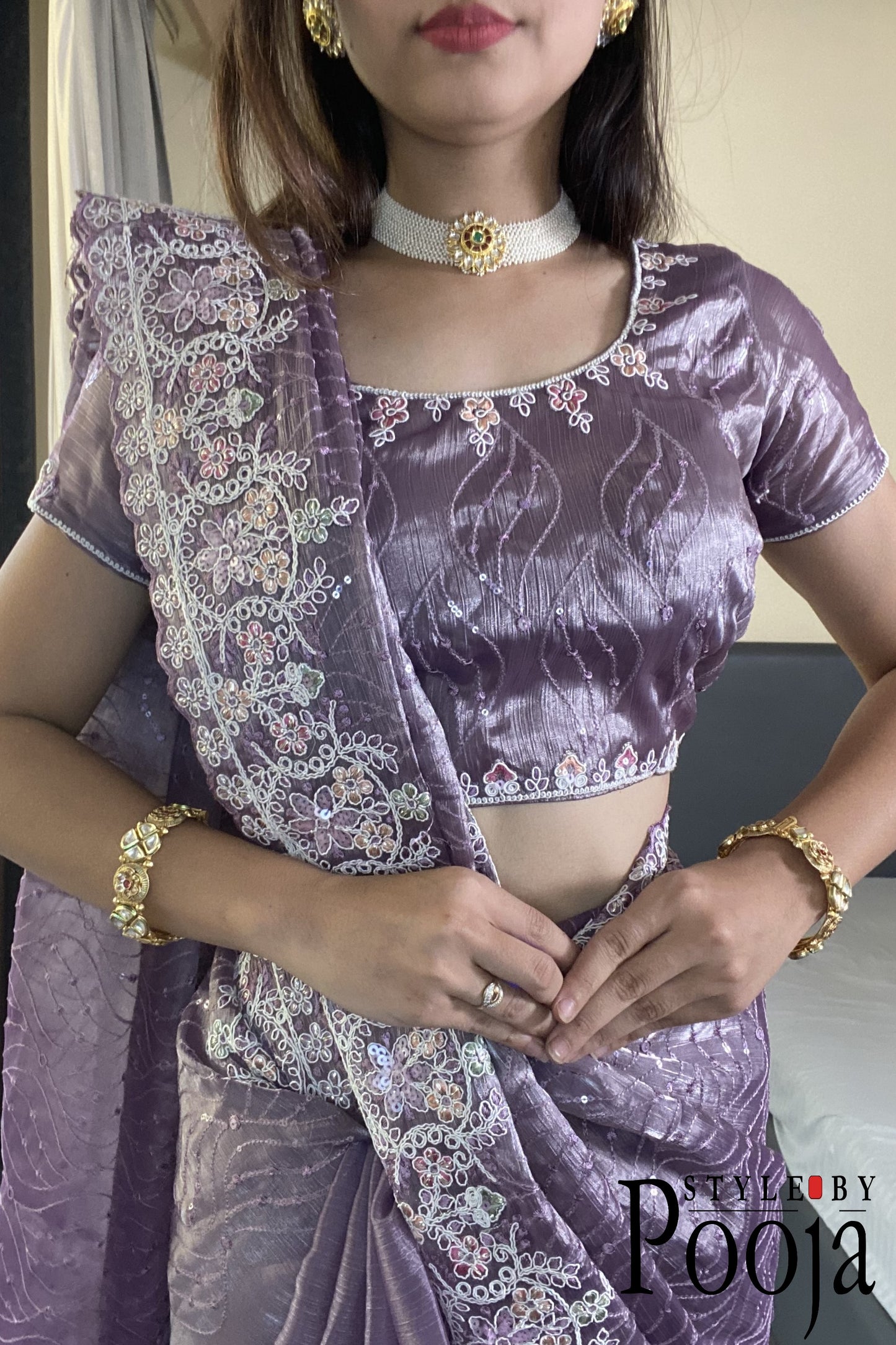 Trending Barbari Silk Embroidery With Sequence Work Party Wear Saree