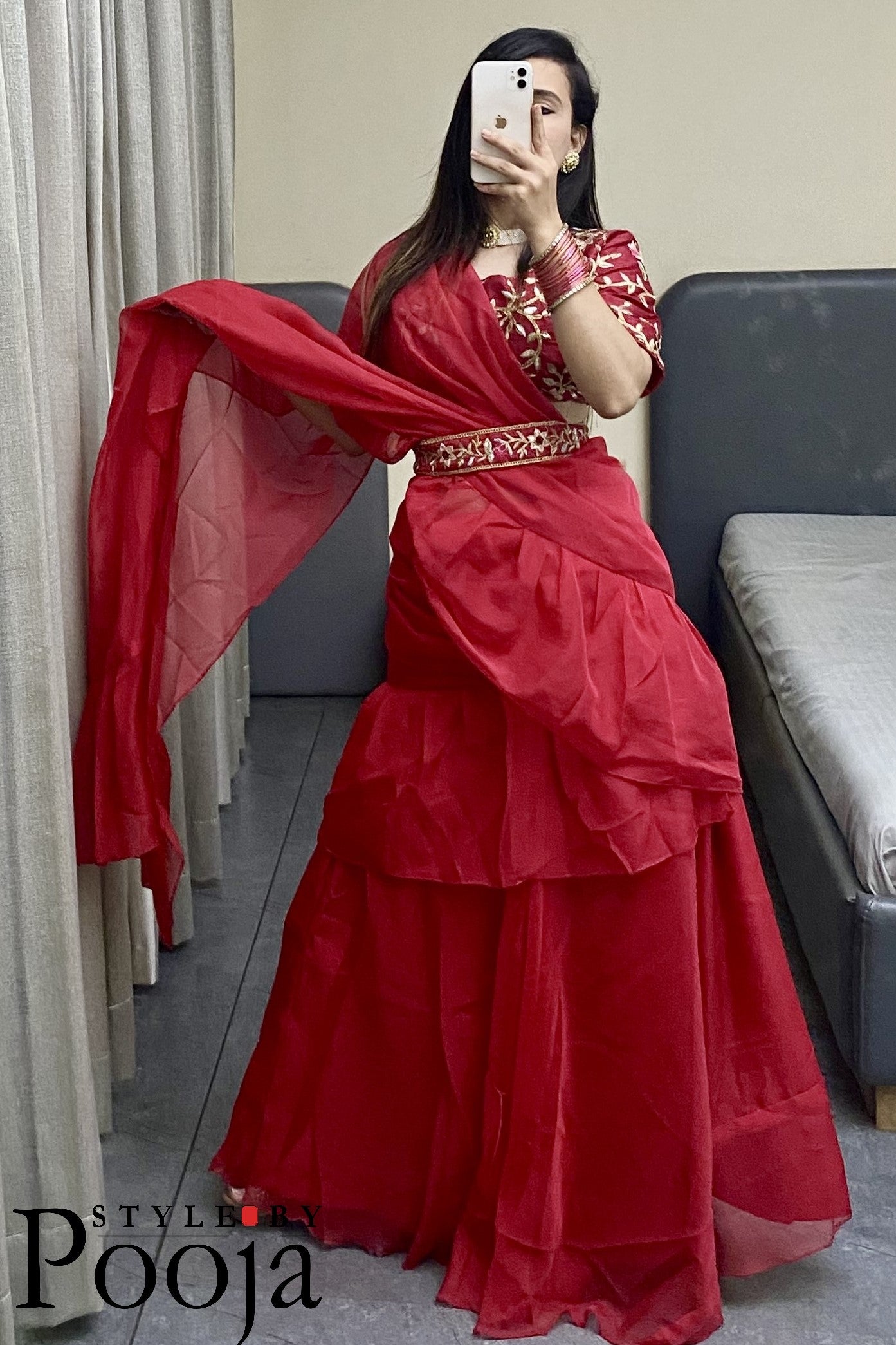 1 Min Ready to Wear Designer Party Wear Lehenga Saree with Stich Blouse With Embroidery Work