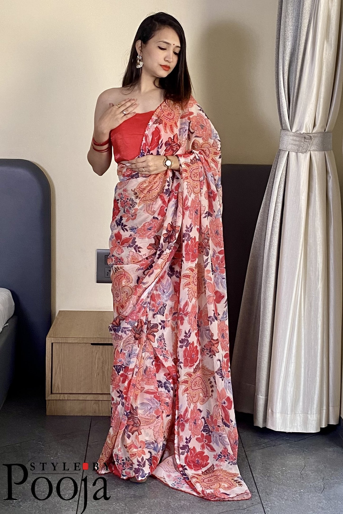 1 Min Ready to Wear Printed Daily Wear Saree