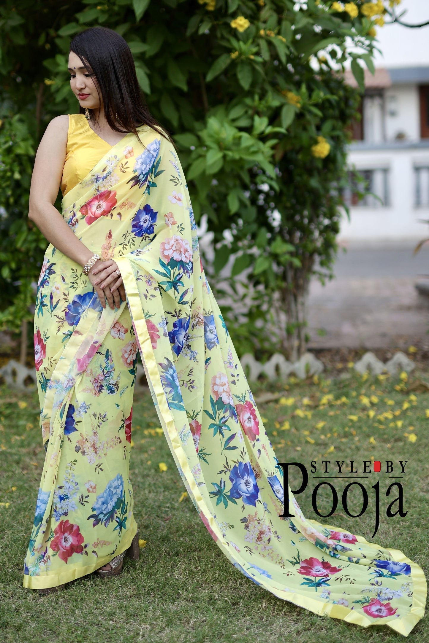 1 Minute Ready to Wear Janhvi kapoor Style floral Saree
