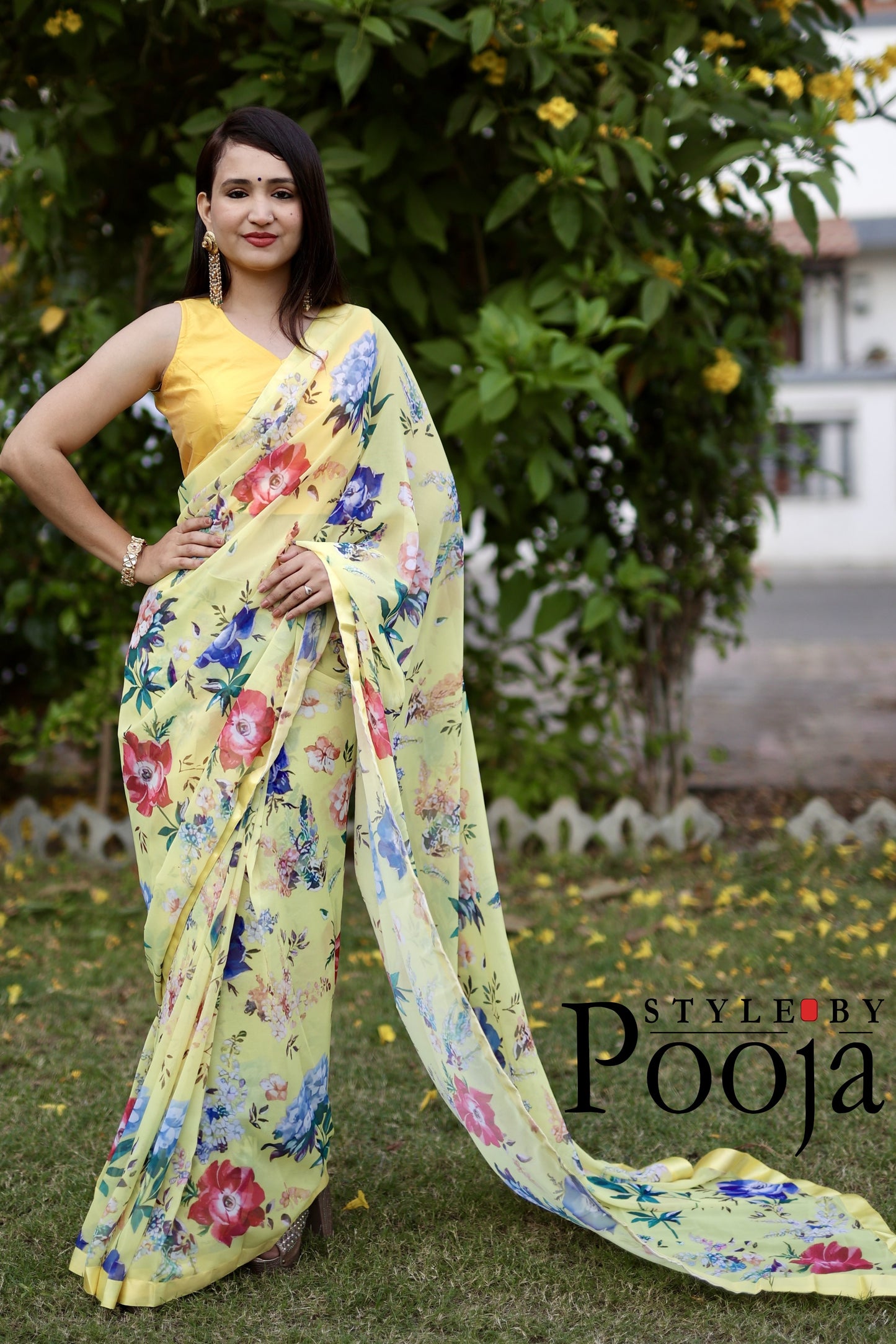 1 Minute Ready to Wear Janhvi kapoor Style floral Saree