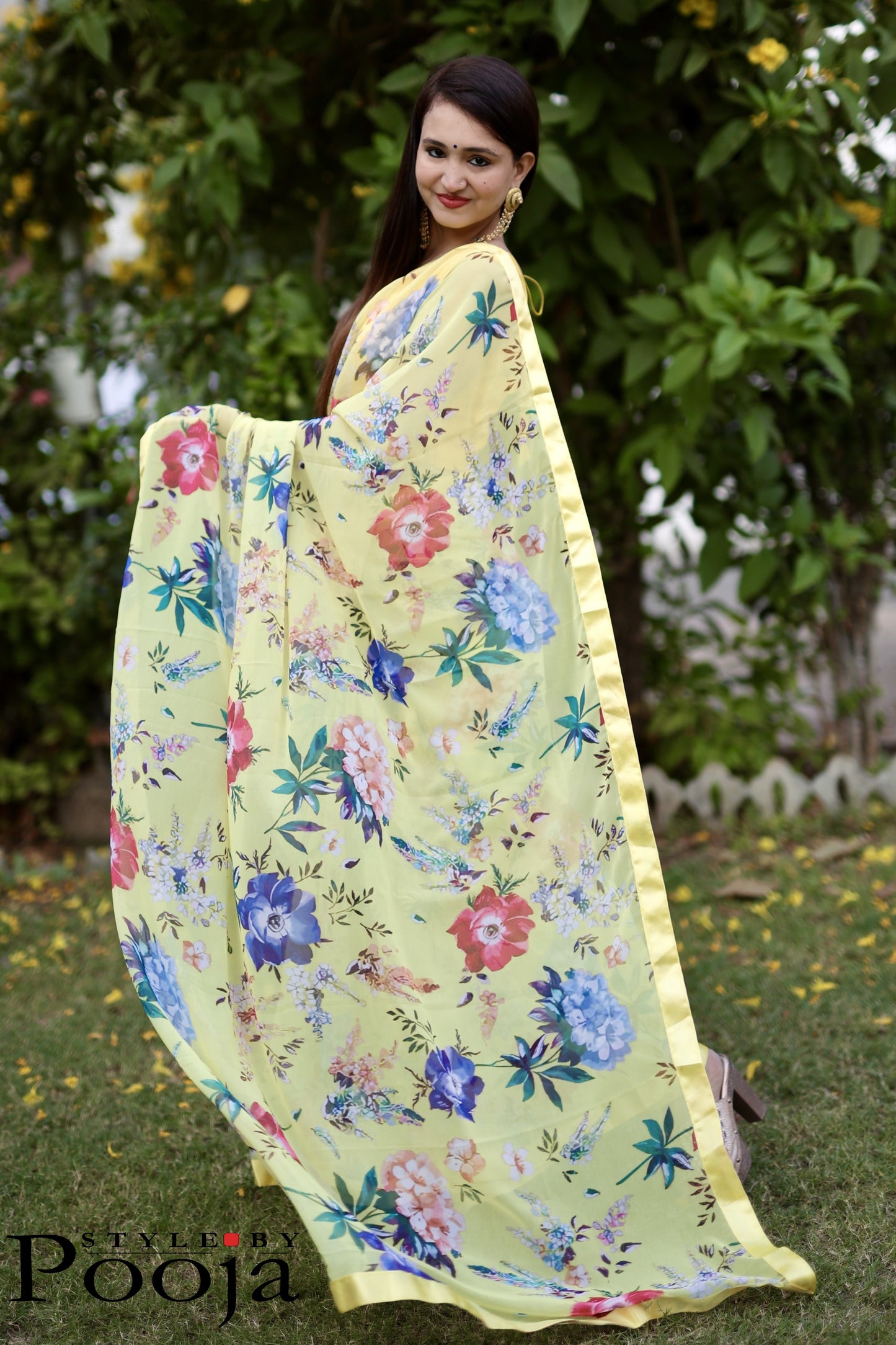 1 Minute Ready to Wear Janhvi kapoor Style floral Saree