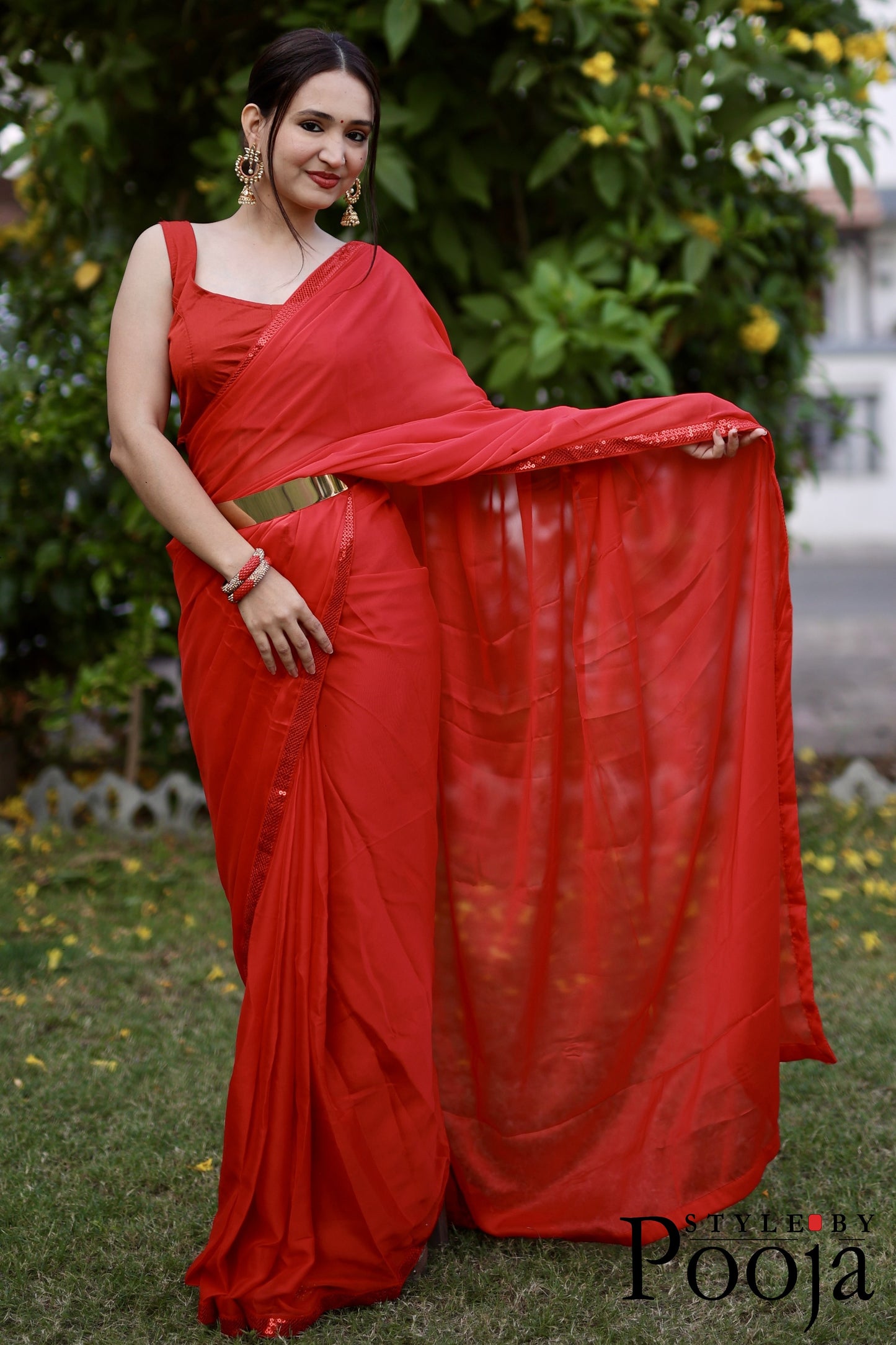 Red Ready to Wear One Minute Saree