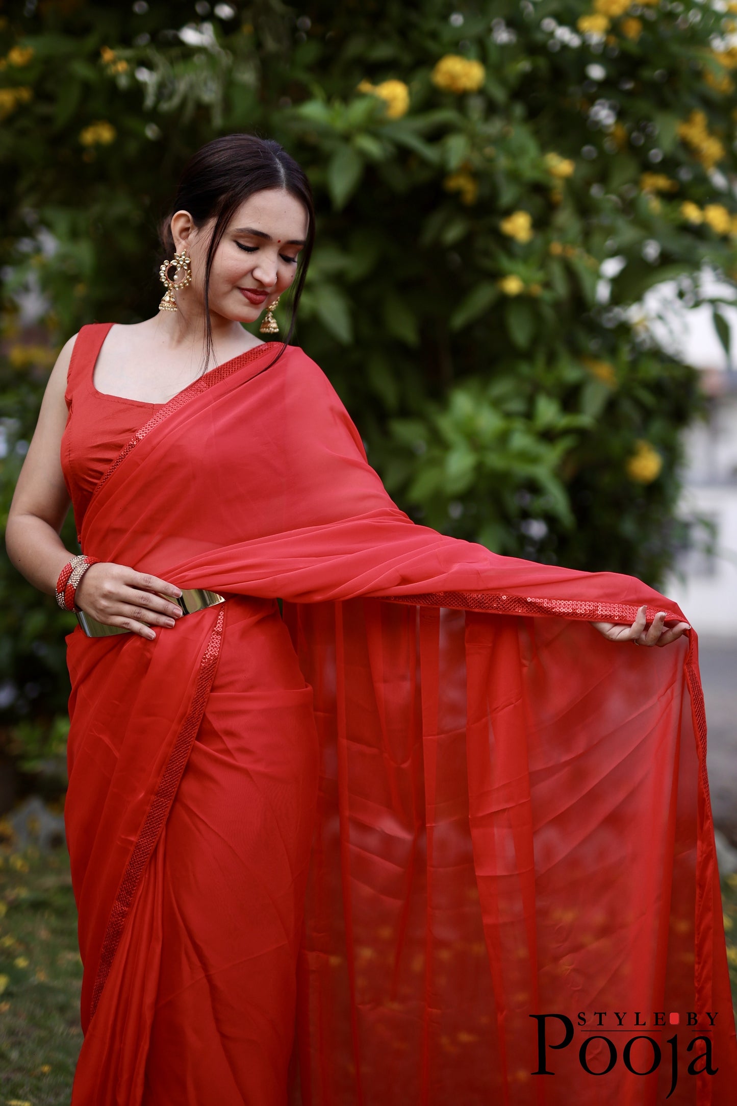 Red Ready to Wear One Minute Saree