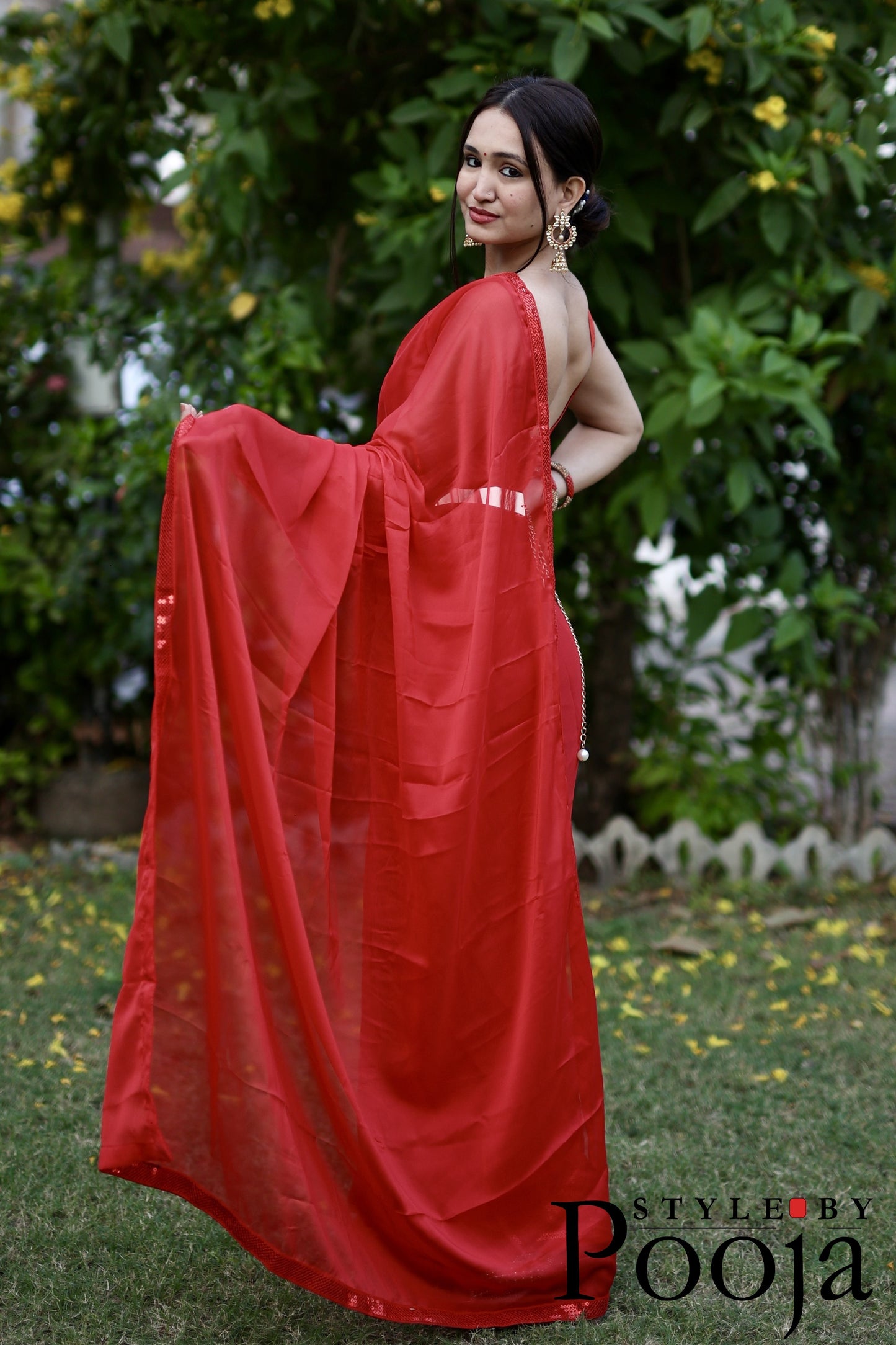 Red Ready to Wear One Minute Saree