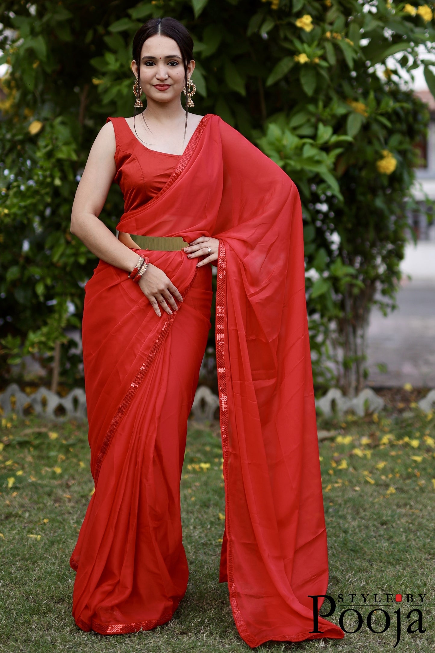 Red Ready to Wear One Minute Saree