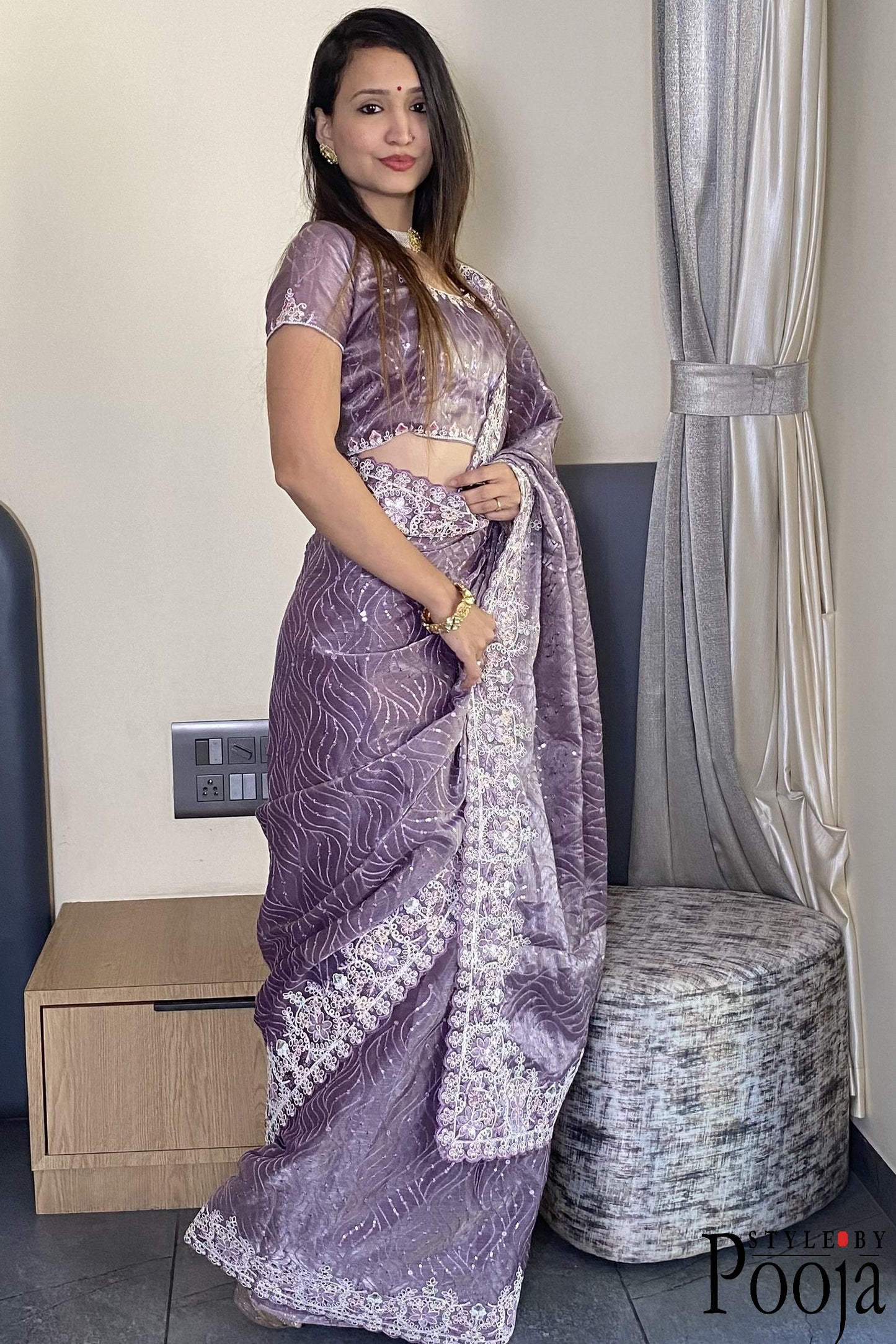 Trending Barbari Silk Embroidery With Sequence Work Party Wear Saree
