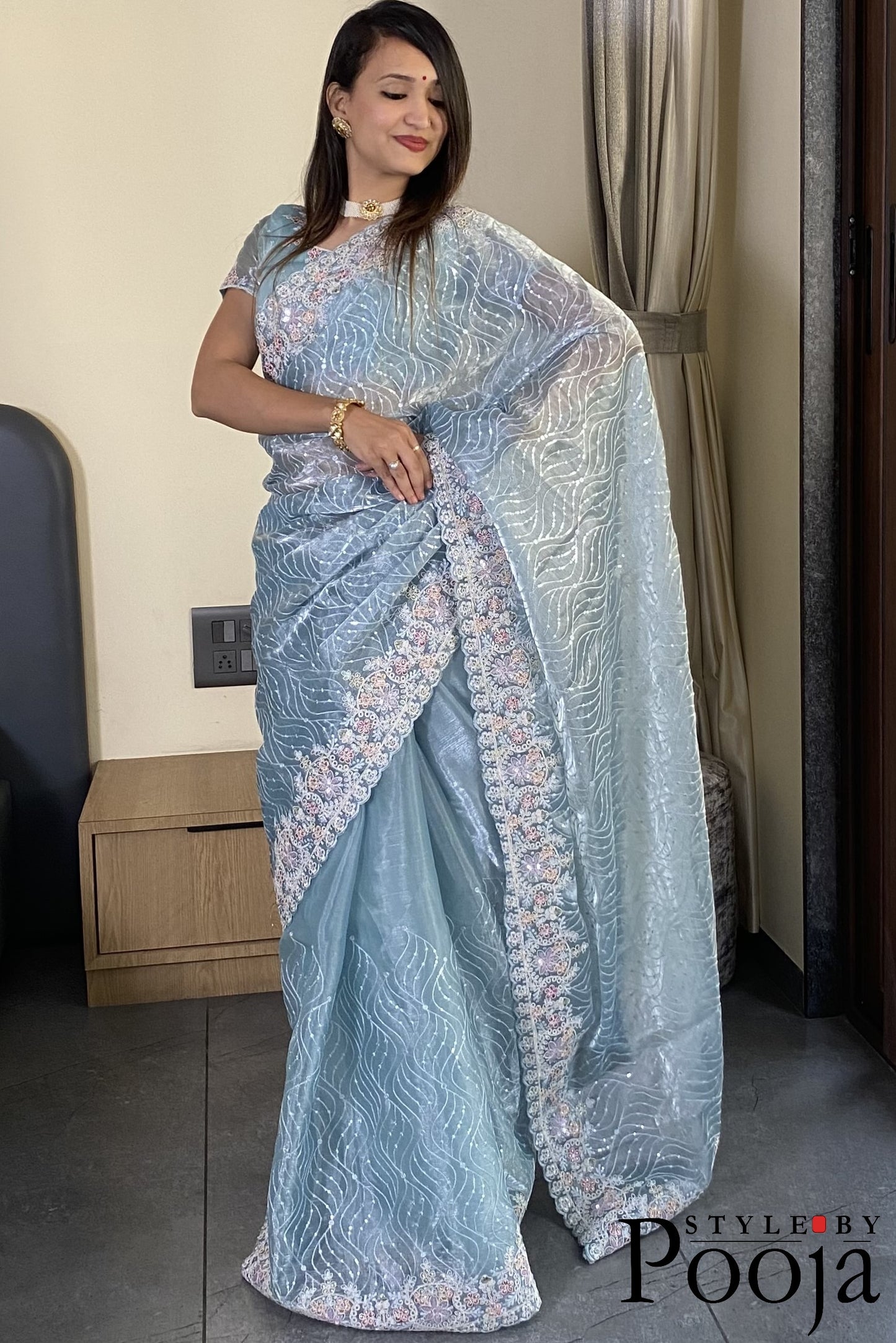 Festival Special Barbari Silk Embroidery With Sequence Work Party Wear Saree