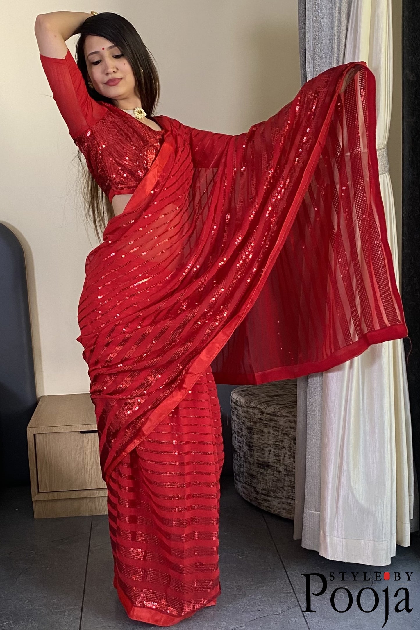 Women's Fancy Sequins Work Saree