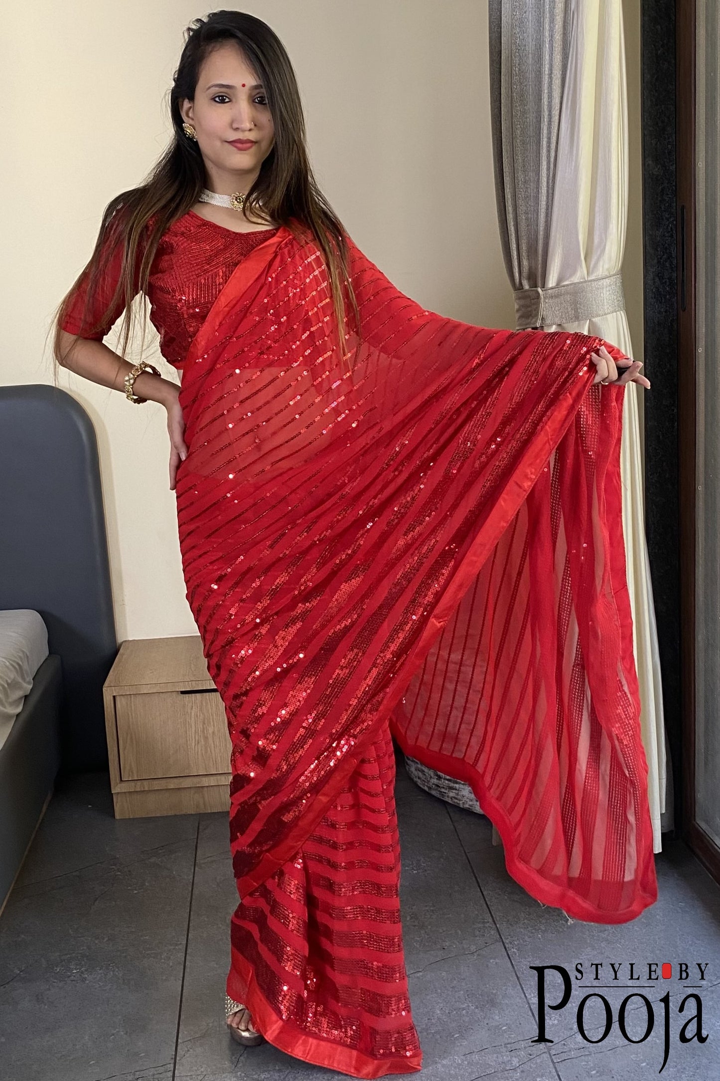 Women's Fancy Sequins Work Saree