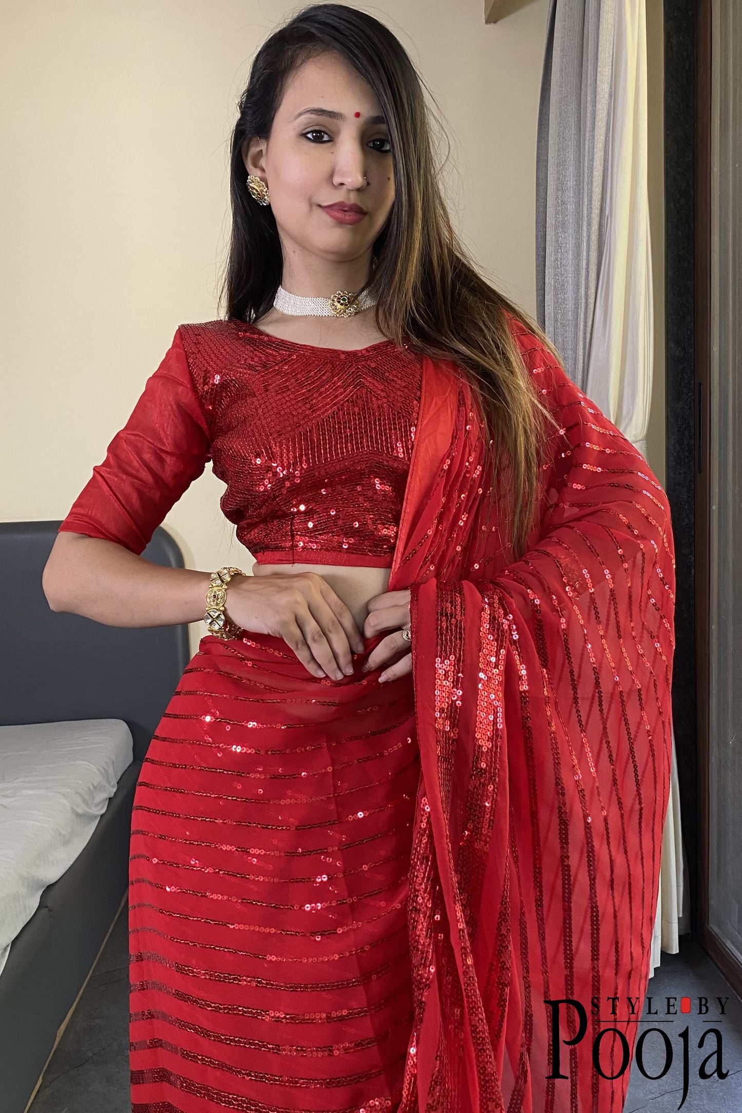 Women's Fancy Sequins Work Saree