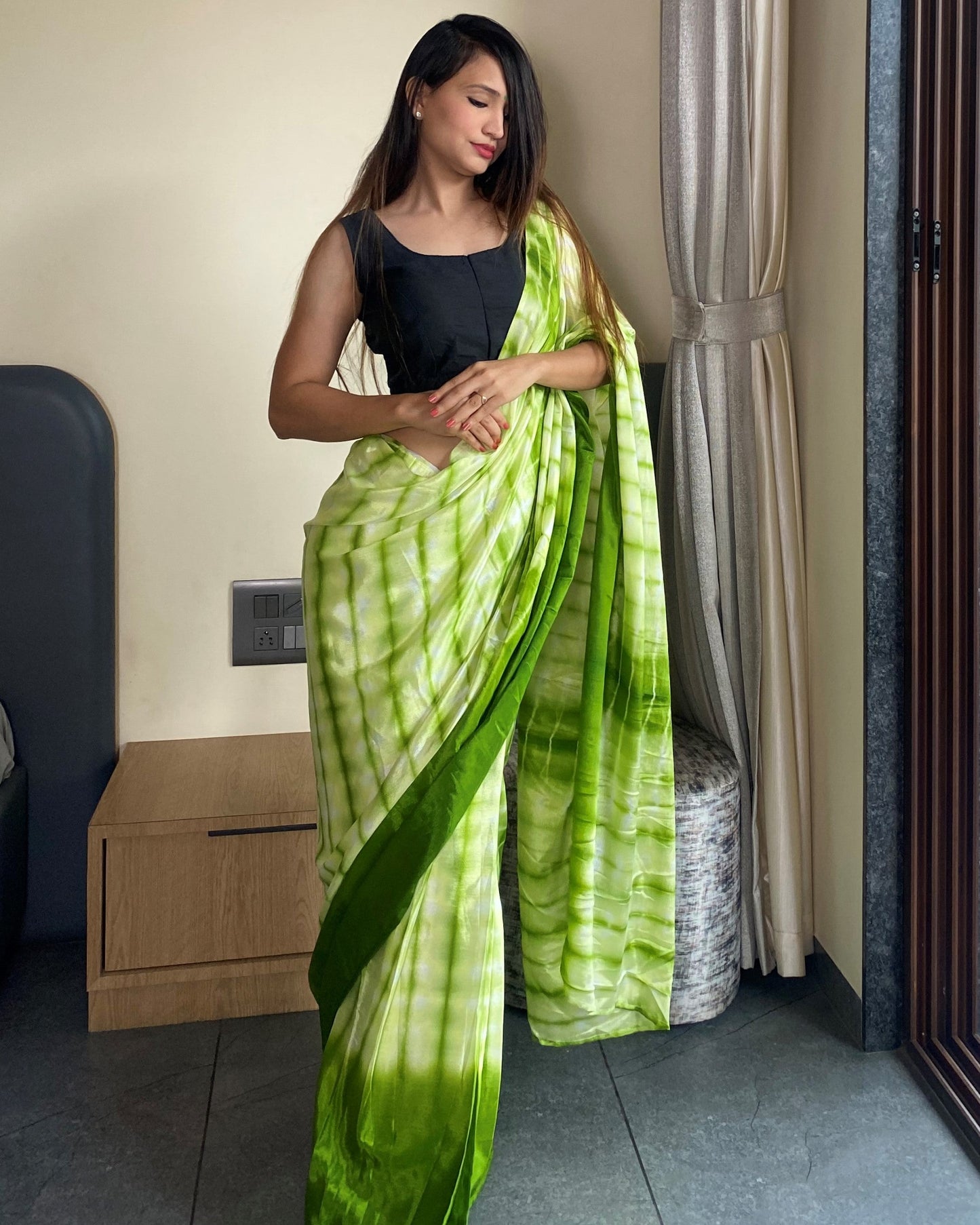 Green Ready to Wear Saree for Effortless Style