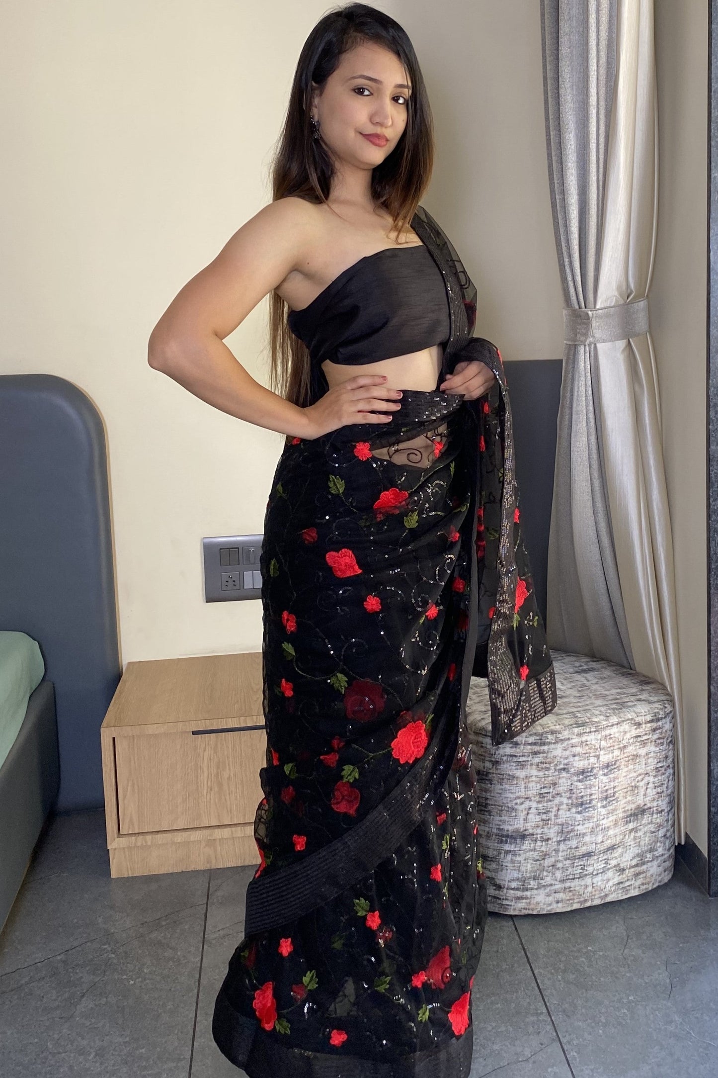 Designer Soft Net Embroidery Party Wear Saree