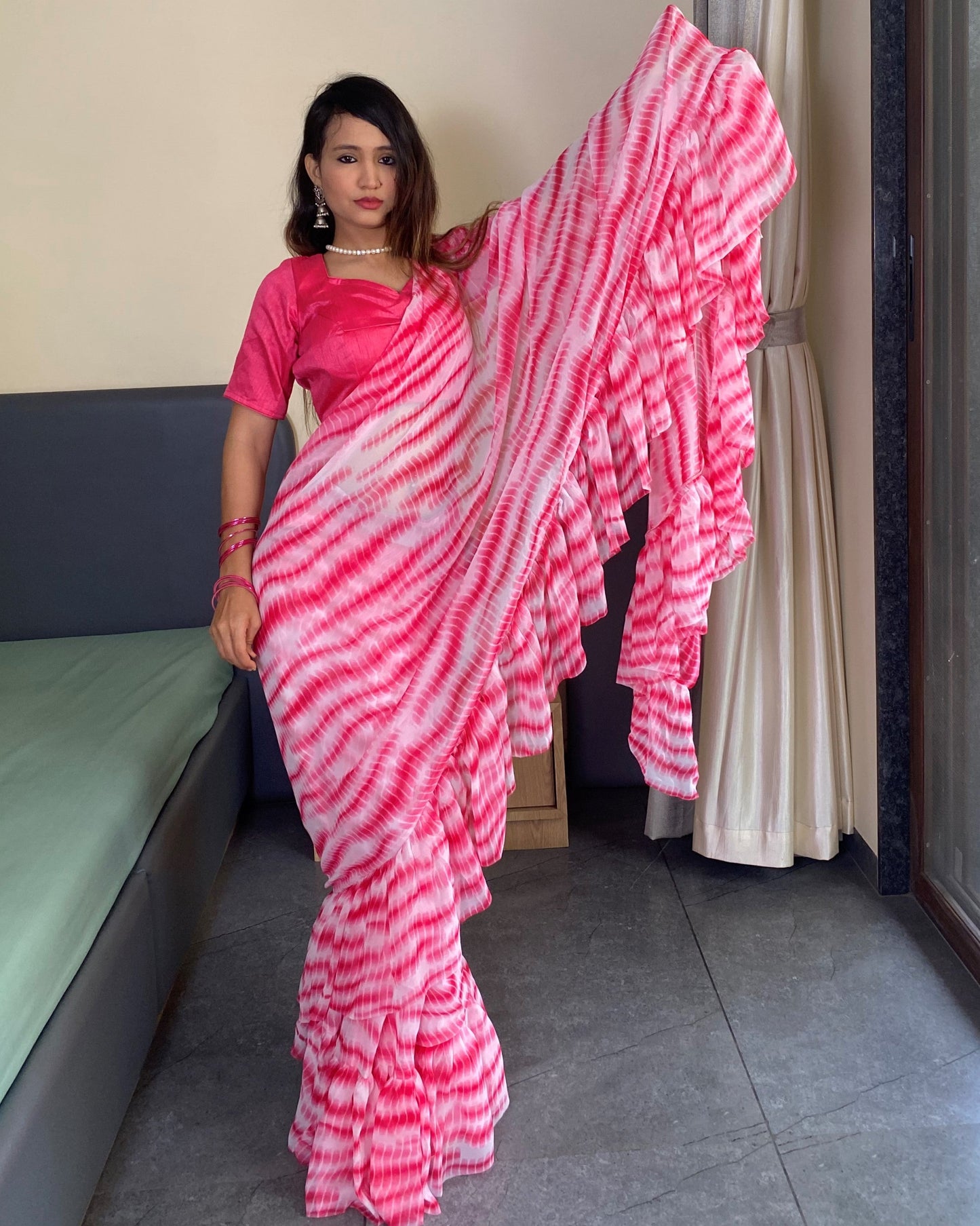 1 Minutes Ready to Wear Flared Drape Saree