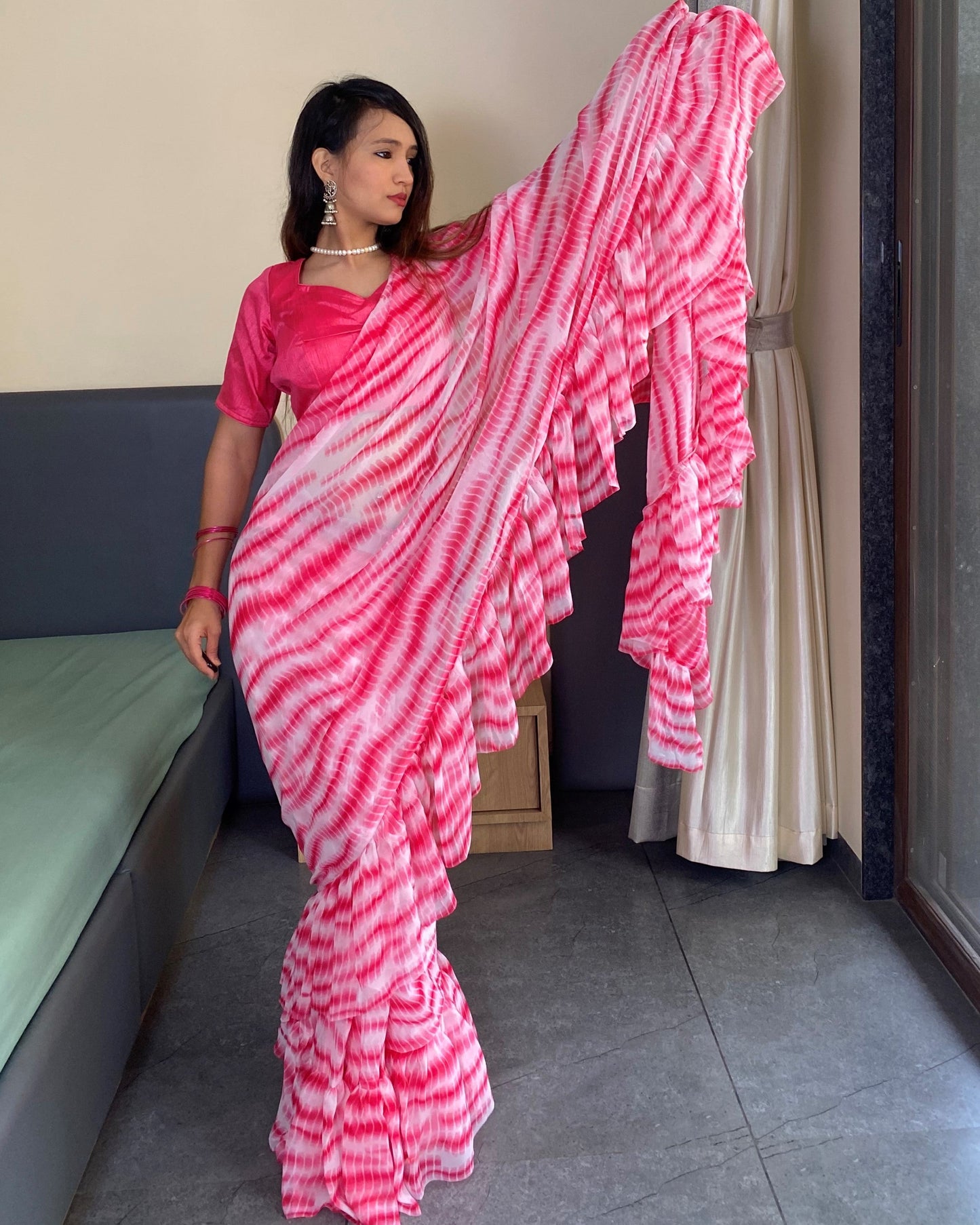 1 Minutes Ready to Wear Flared Drape Saree