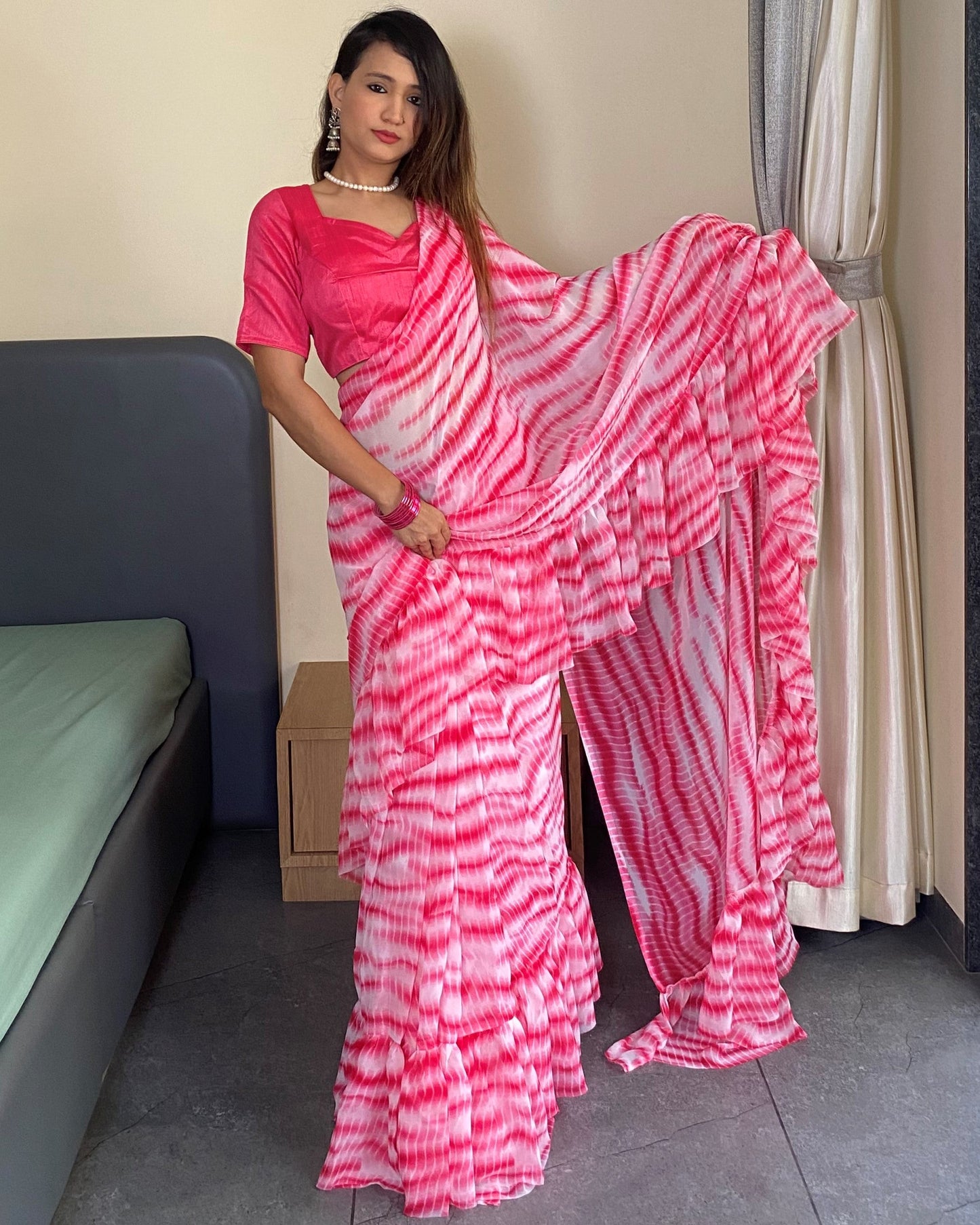 1 Minutes Ready to Wear Flared Drape Saree