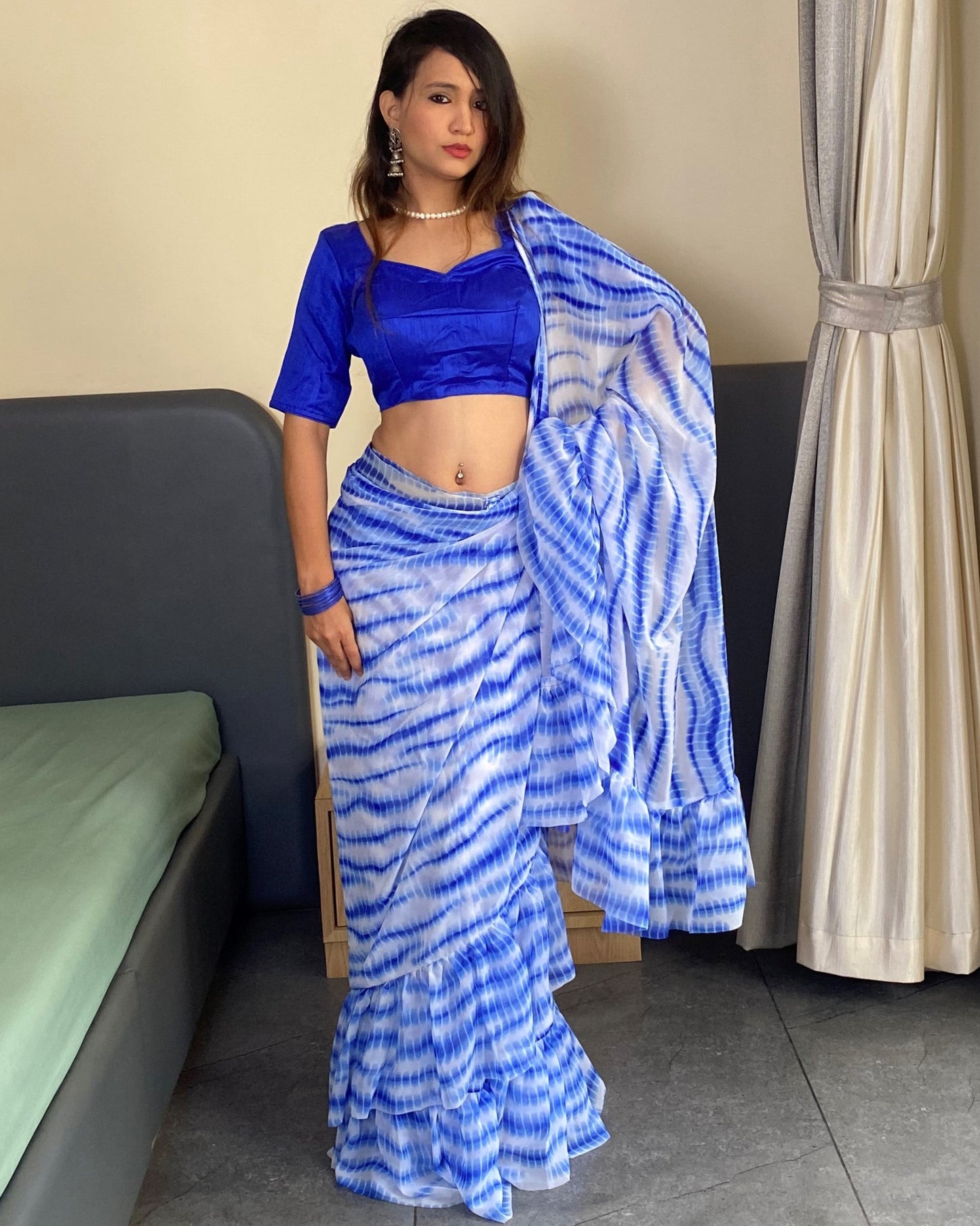 1 Minutes Ready to Wear Flared Drape Saree