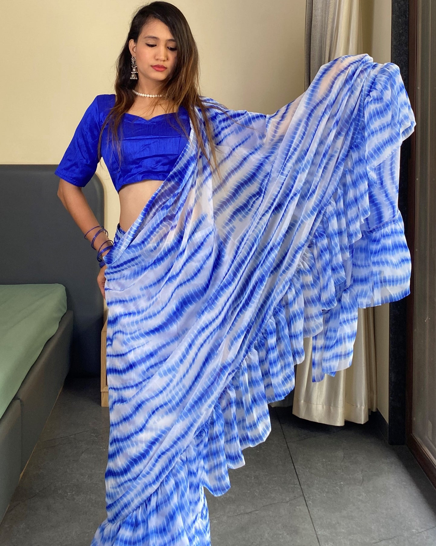1 Minutes Ready to Wear Flared Drape Saree