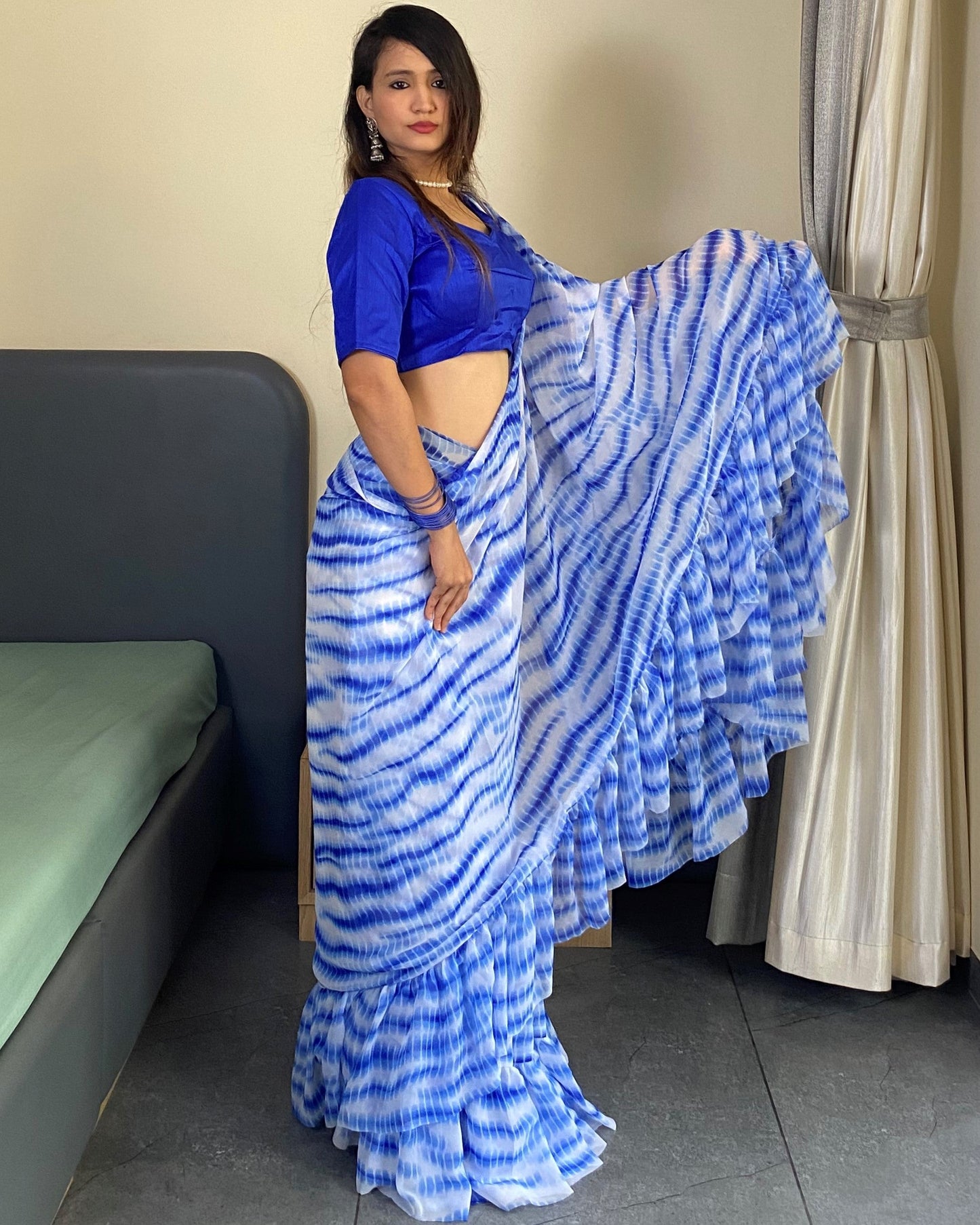 1 Minutes Ready to Wear Flared Drape Saree