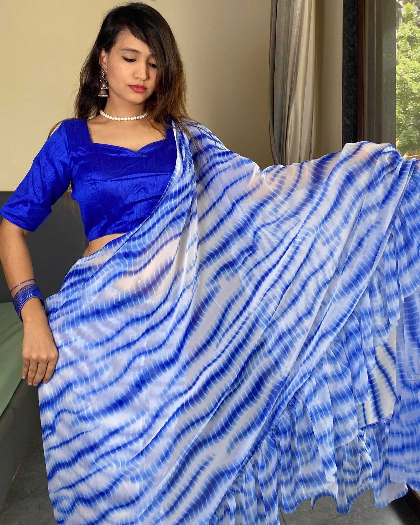 1 Minutes Ready to Wear Flared Drape Saree