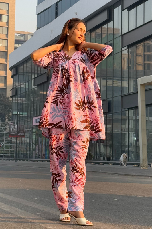 StyleStone Girls Pink Printed Co-ords Set