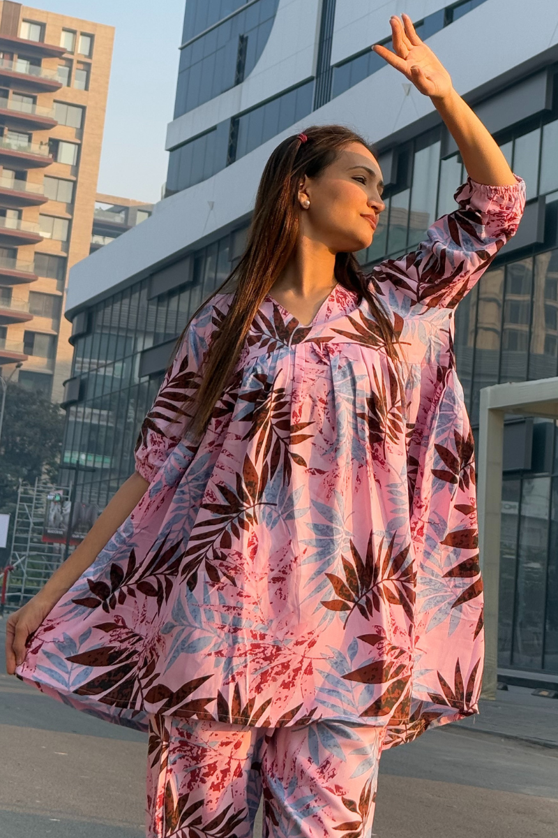 StyleStone Girls Pink Printed Co-ords Set