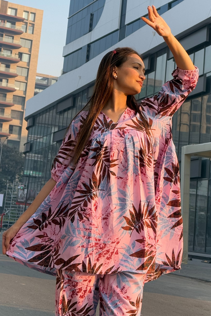 StyleStone Girls Pink Printed Co-ords Set