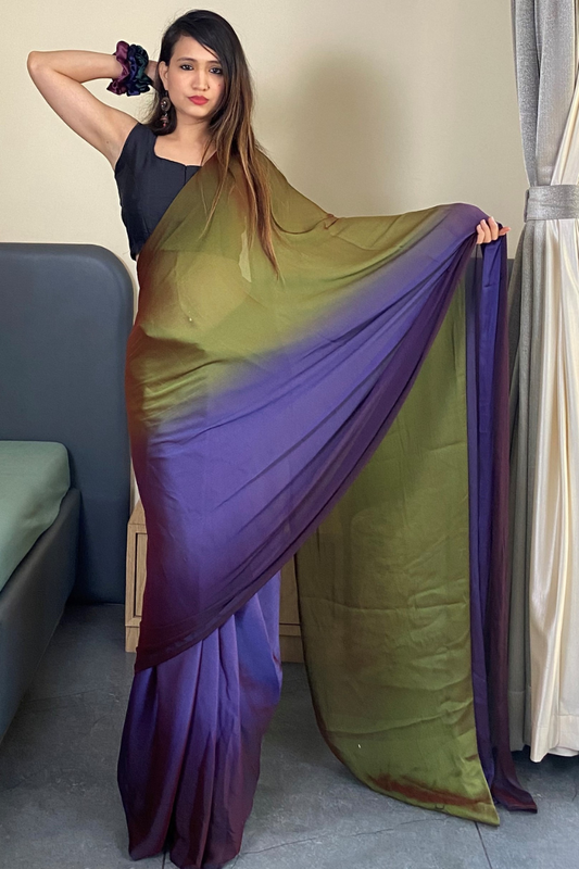 1 Minutes Ready to Wear Chiffon Saree