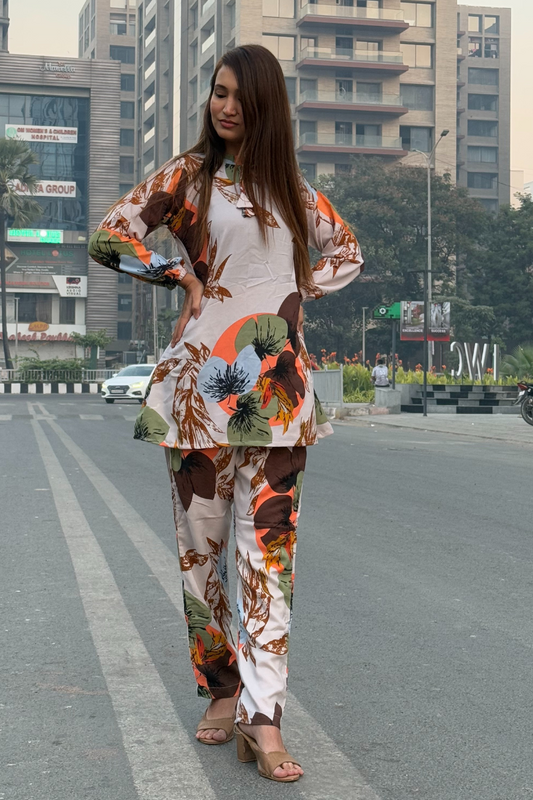 Women's Designer Print Co-Ord Set Relaxed Fit for Women