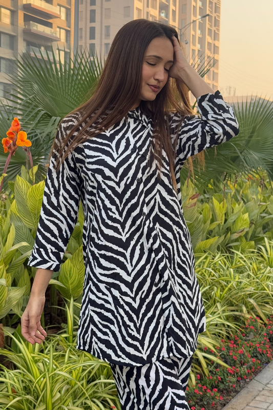 Women Bringing Back Zebra Print Co-ords Set