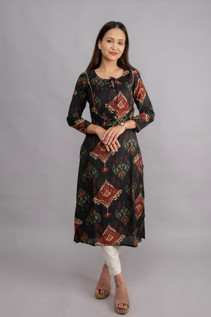 VERTICAN BLACK & MARUN PRINT WITH FOIL