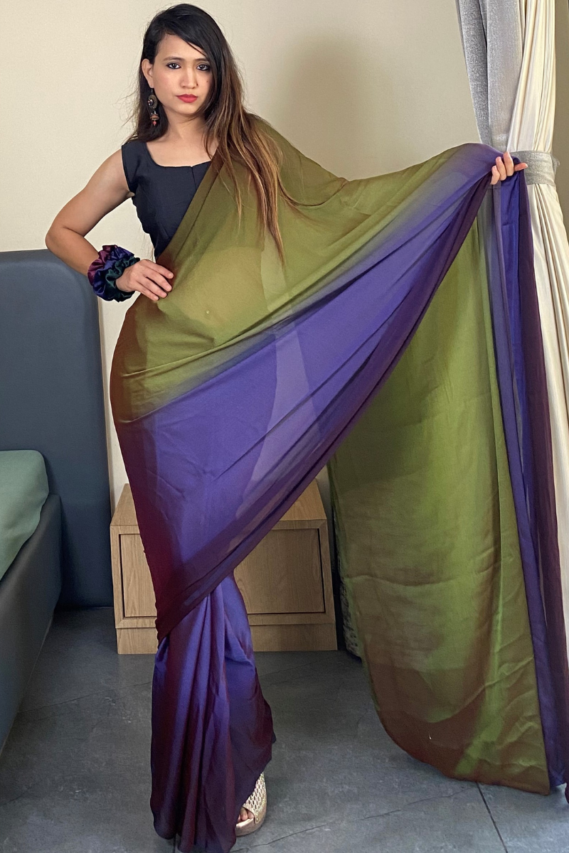 1 Minutes Ready to Wear Chiffon Saree