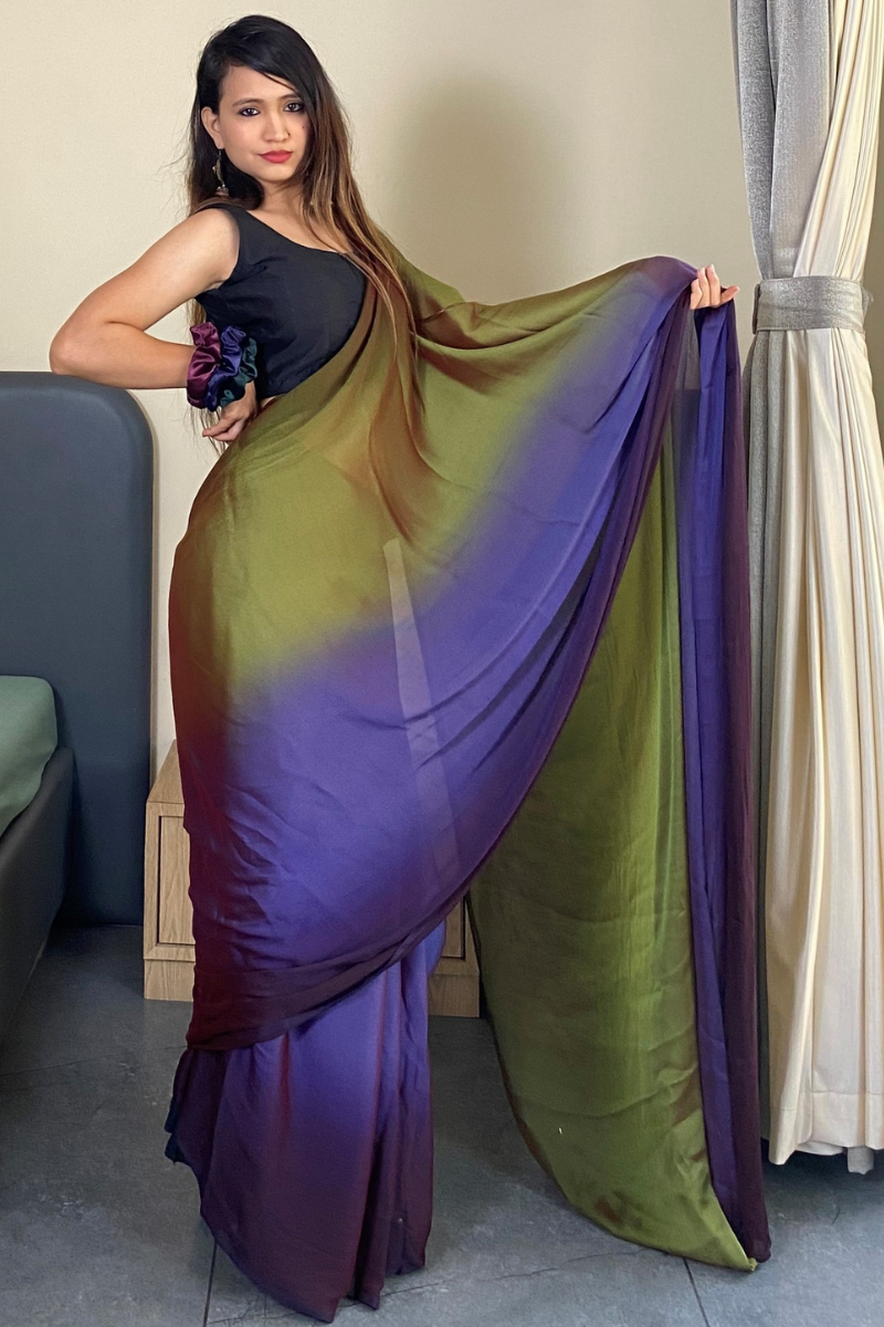 1 Minutes Ready to Wear Chiffon Saree