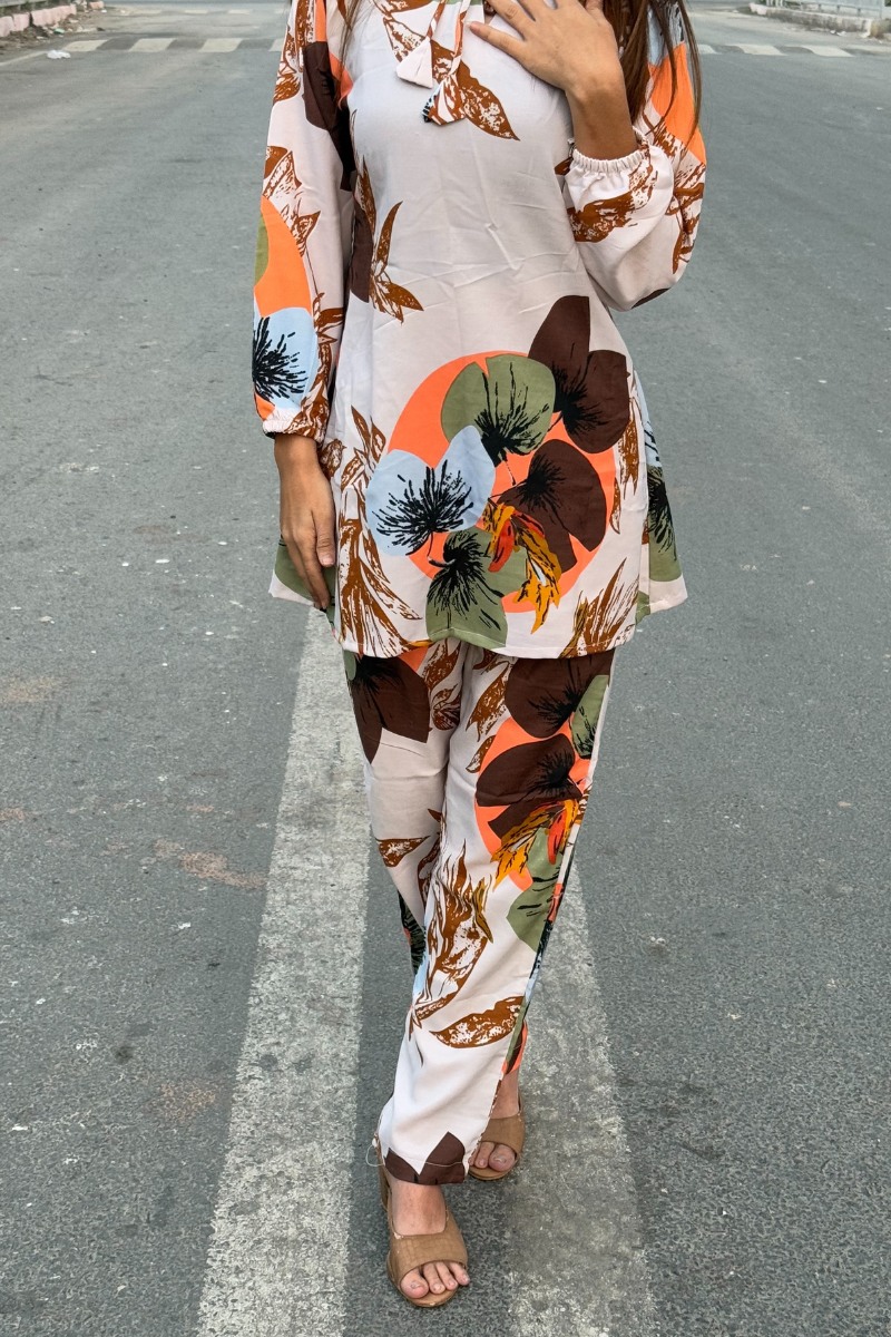 Women's Designer Print Co-Ord Set Relaxed Fit for Women