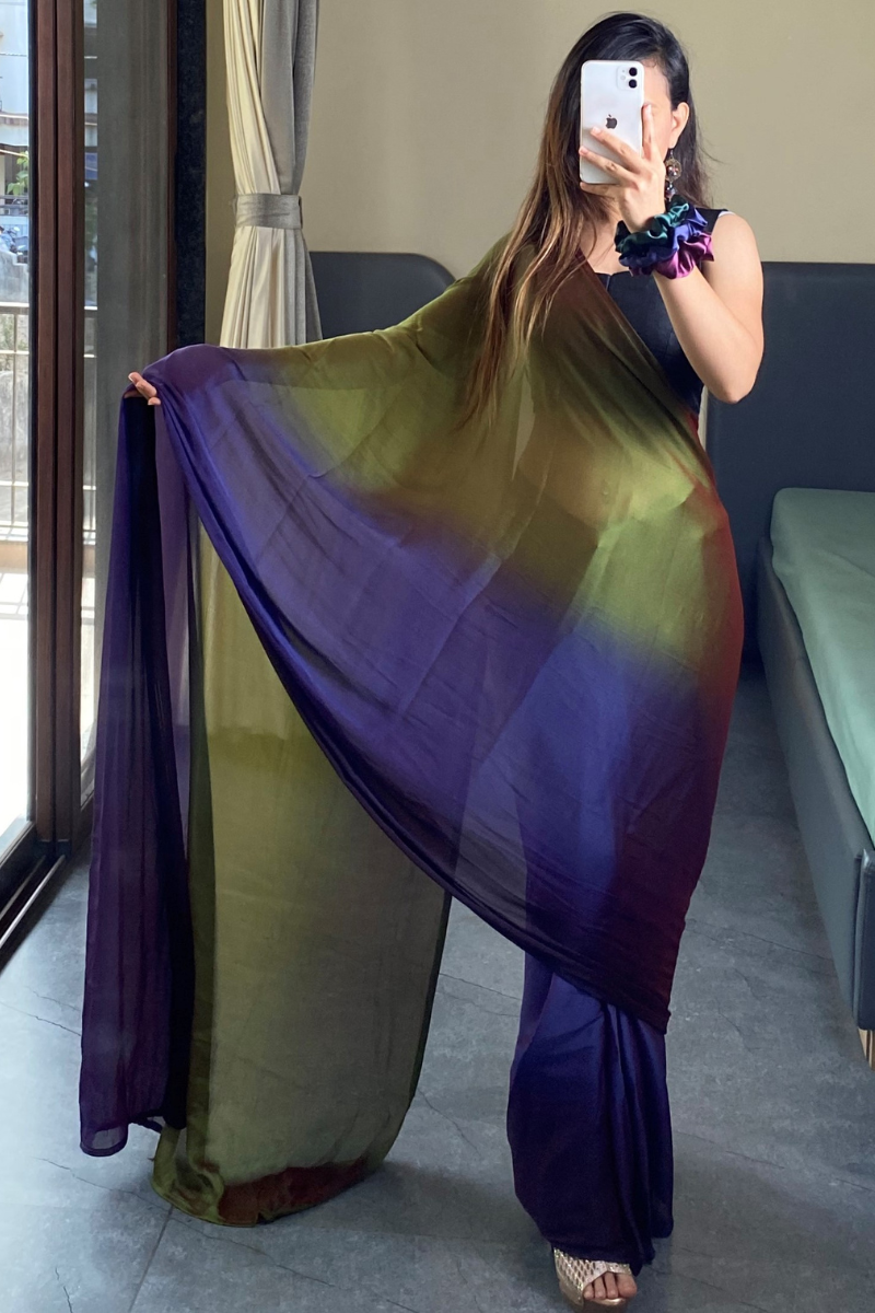 1 Minutes Ready to Wear Chiffon Saree
