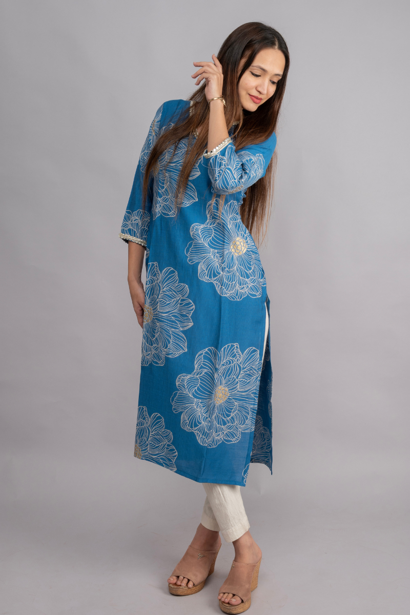 VERTICAN FIROZI & CREAM PRINT WITH FOIL