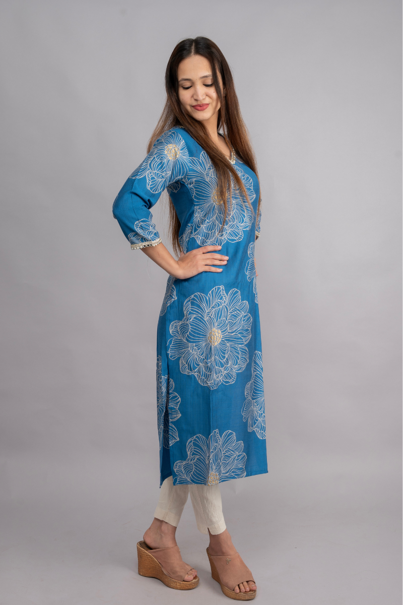 VERTICAN FIROZI & CREAM PRINT WITH FOIL