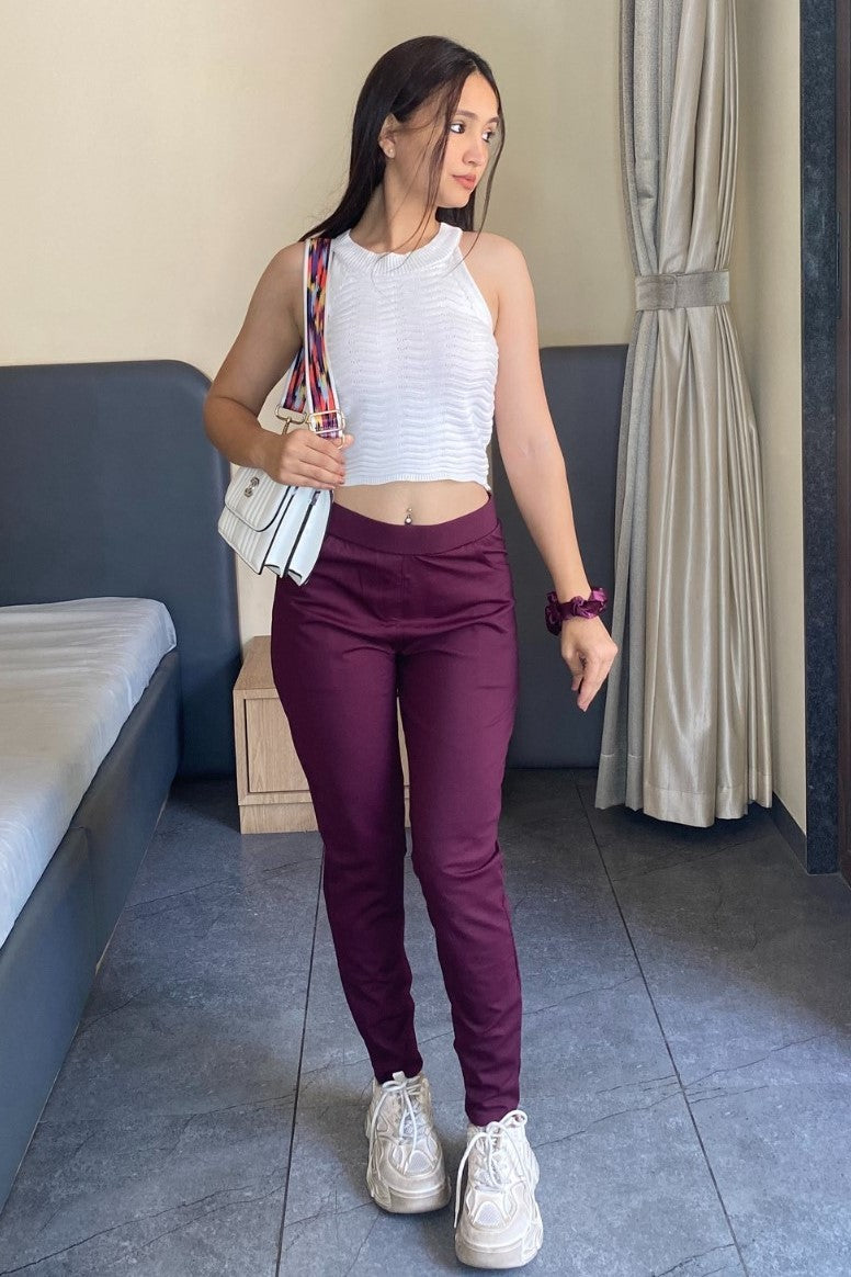 Wine Ponte Pant