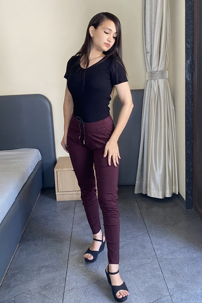 Miss Chase Maroon Tensil Track Pant