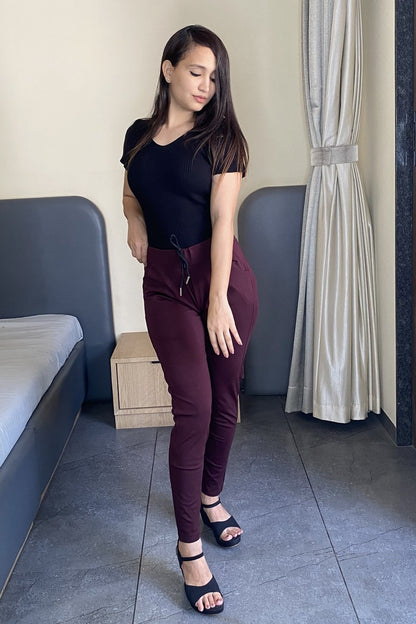 Miss Chase Maroon Tensil Track Pant