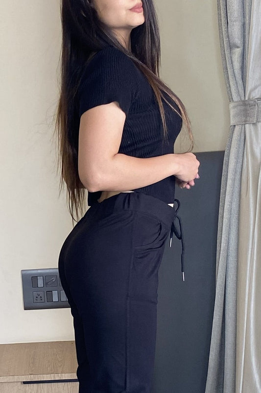 Regular Fit Black Tensil Track Pant