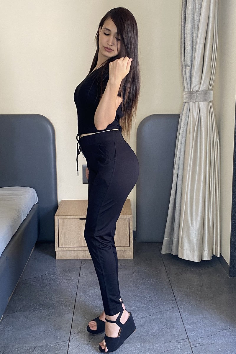 Regular Fit Black Tensil Track Pant