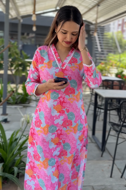 Pink Linen Kurti
