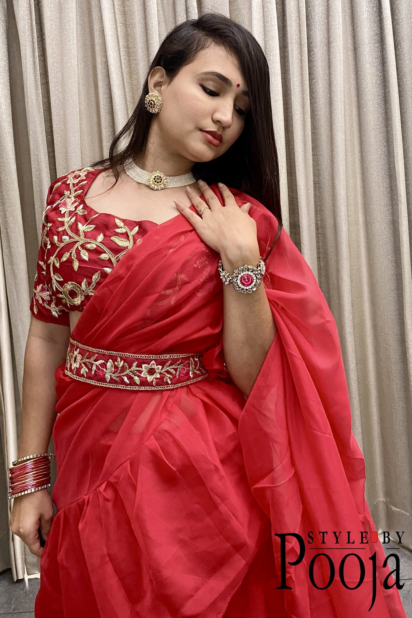 1 Min Ready to Wear Designer Party Wear Lehenga Saree with Stich Blouse With Embroidery Work