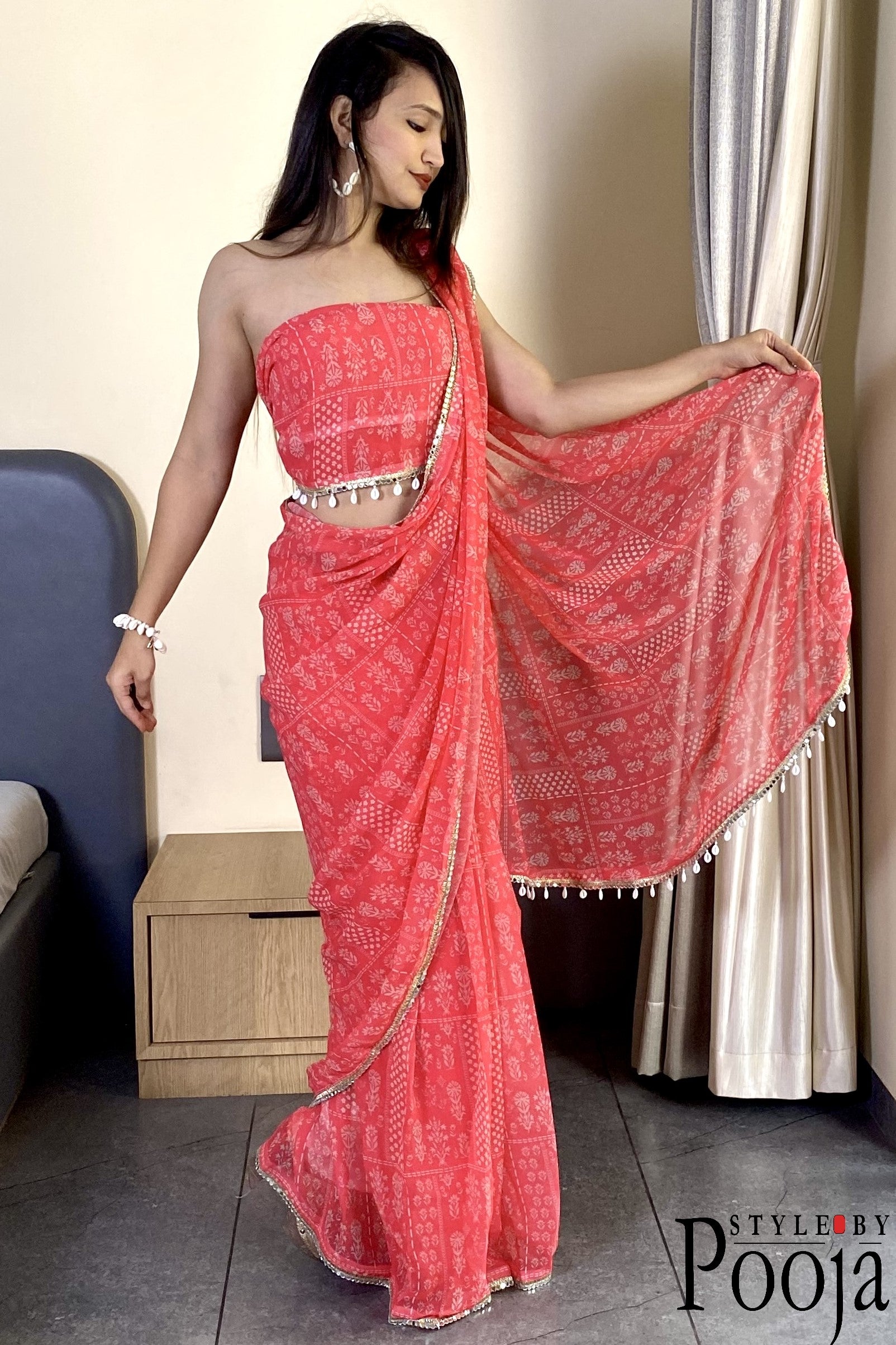 1 Min Ready to Wear Embellished Saree